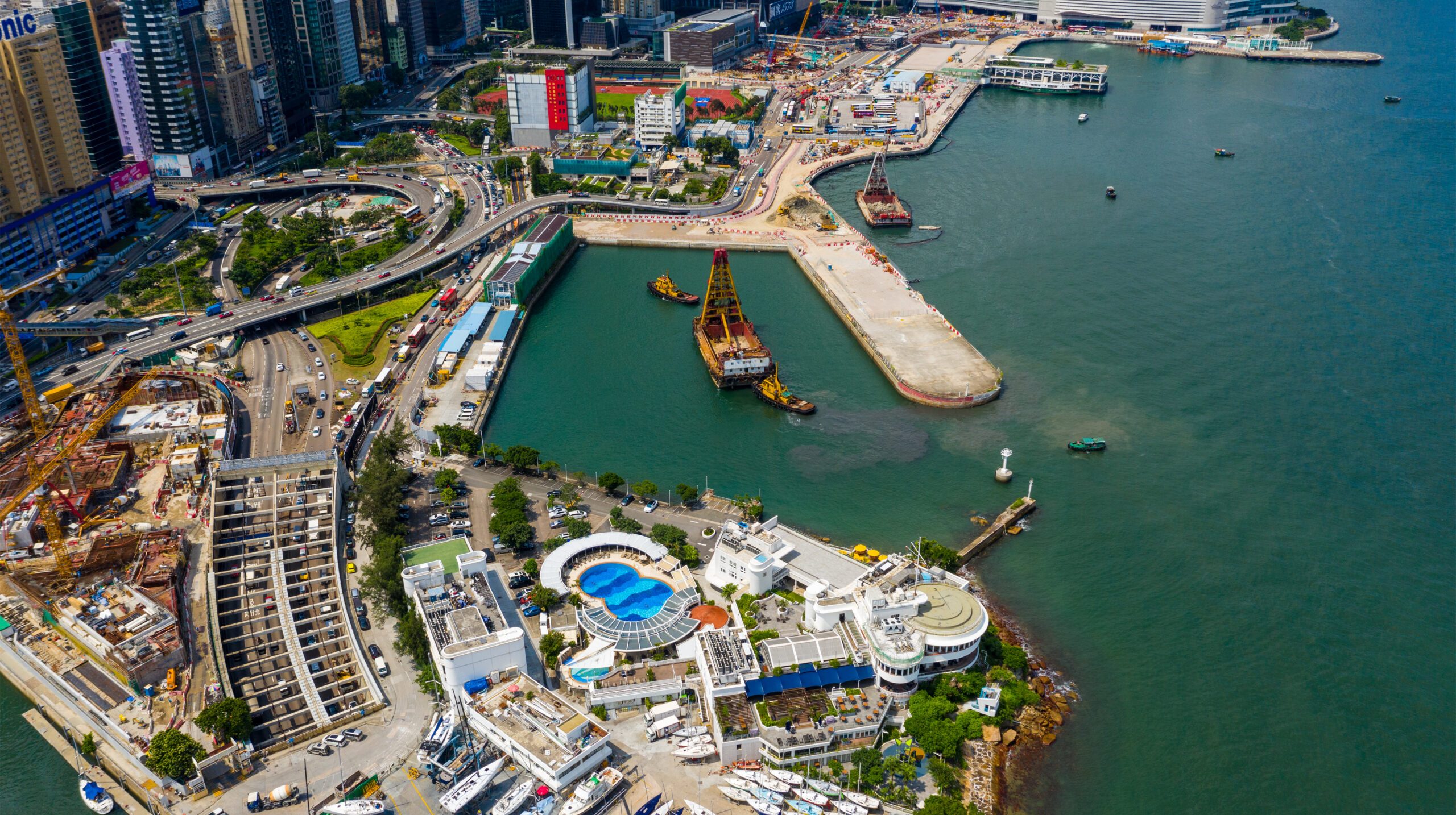 Hong Kong island, Hong Kong 11 September 2019: Aerial view of Hong Kong city