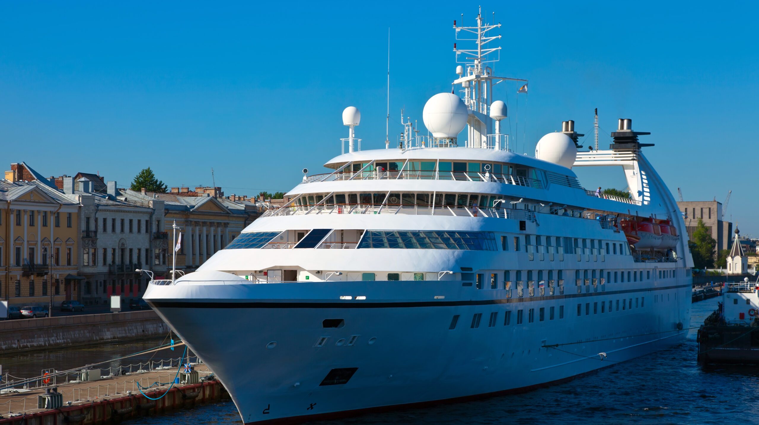 cruise liner  in the port of Saint Petersburg. Russia