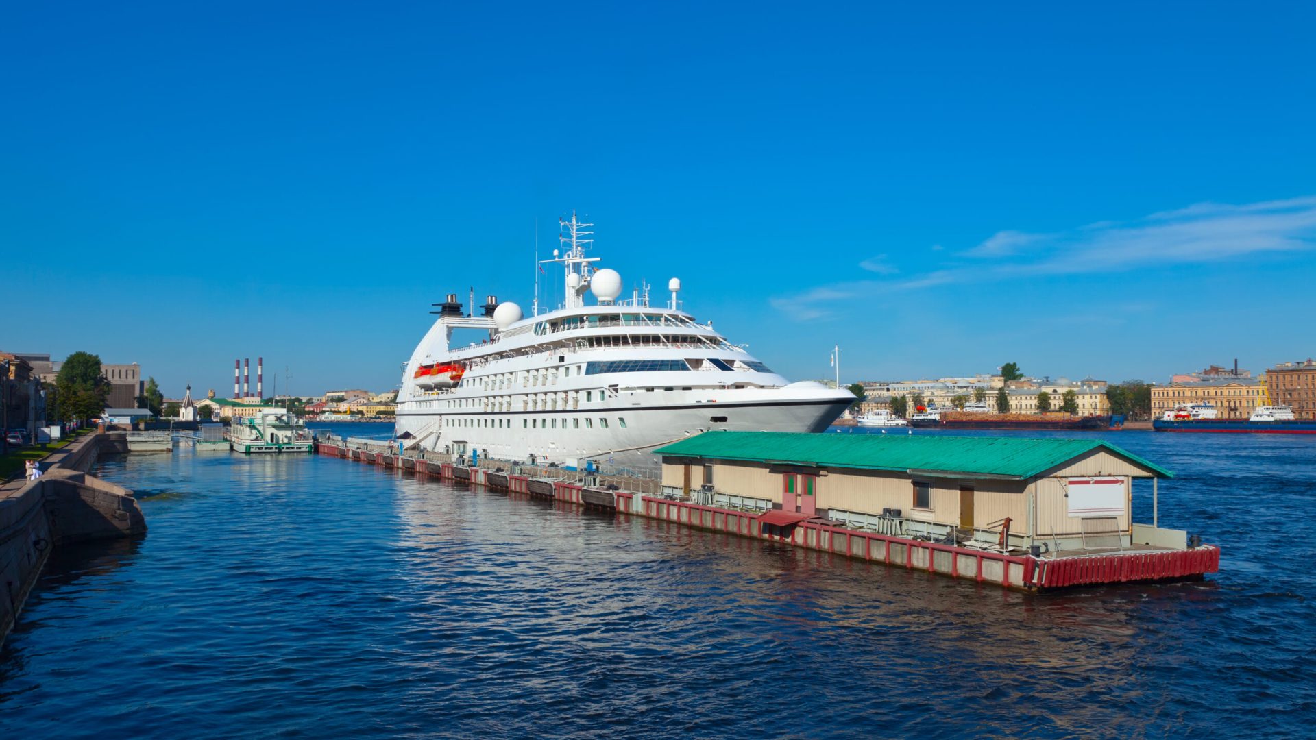 luxury cruise liner at Saint Petersburg port. Russia