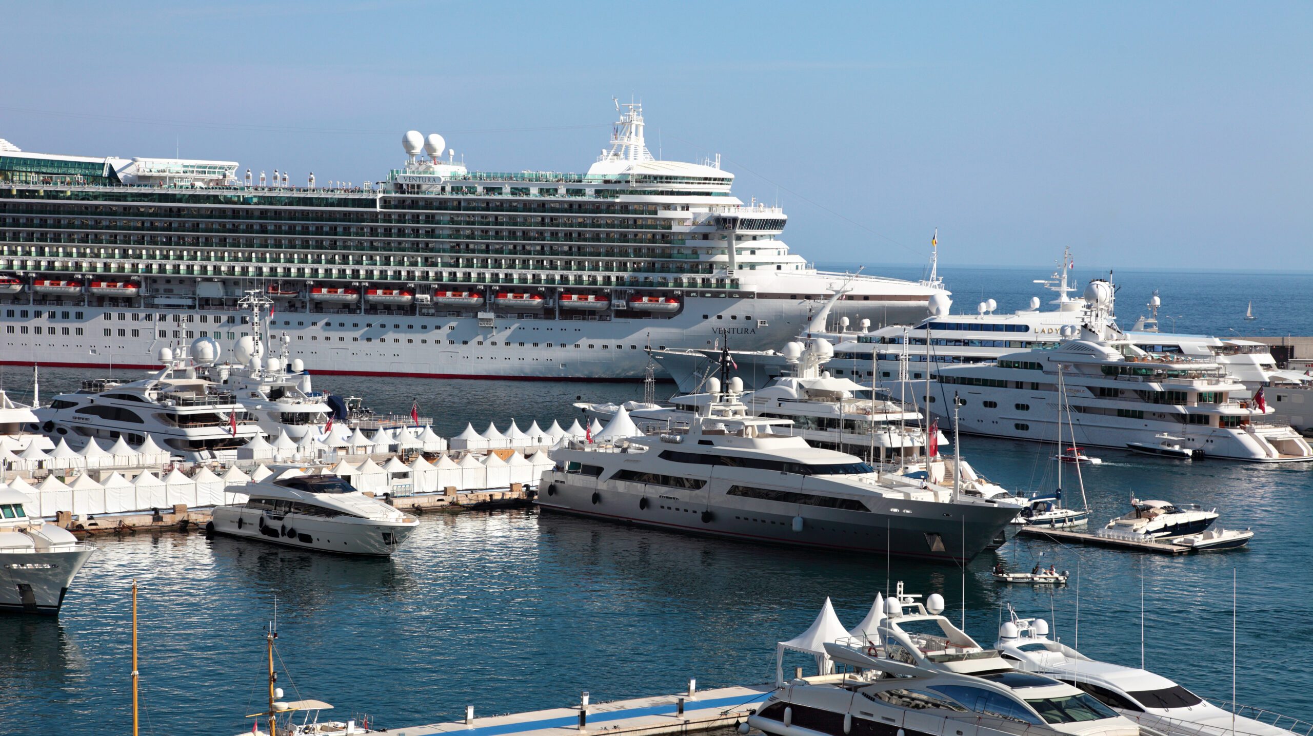 Cruise ship and yachts in Monaco
