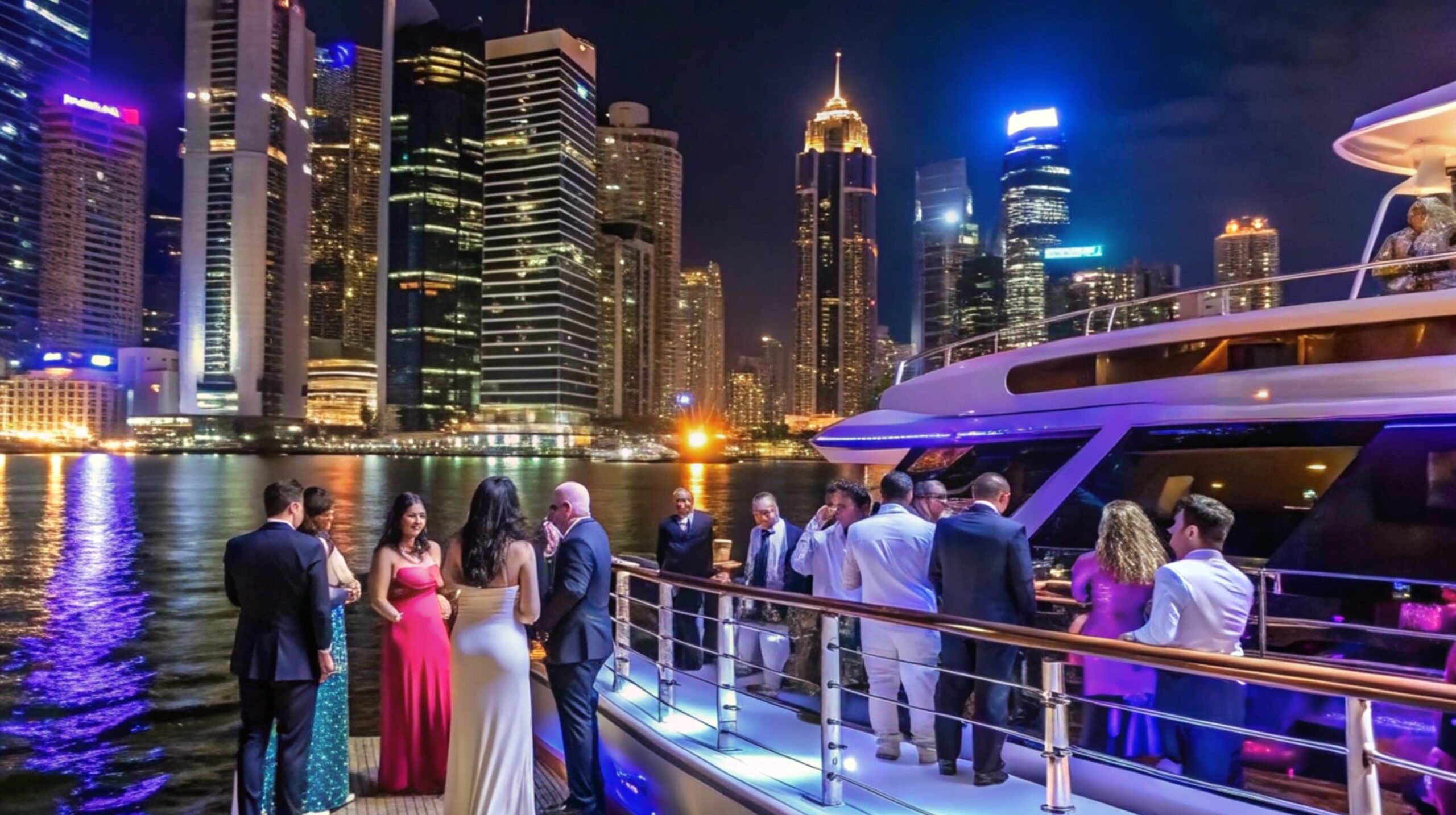 Luxury Yacht Party: Night Cruise, City Skyline