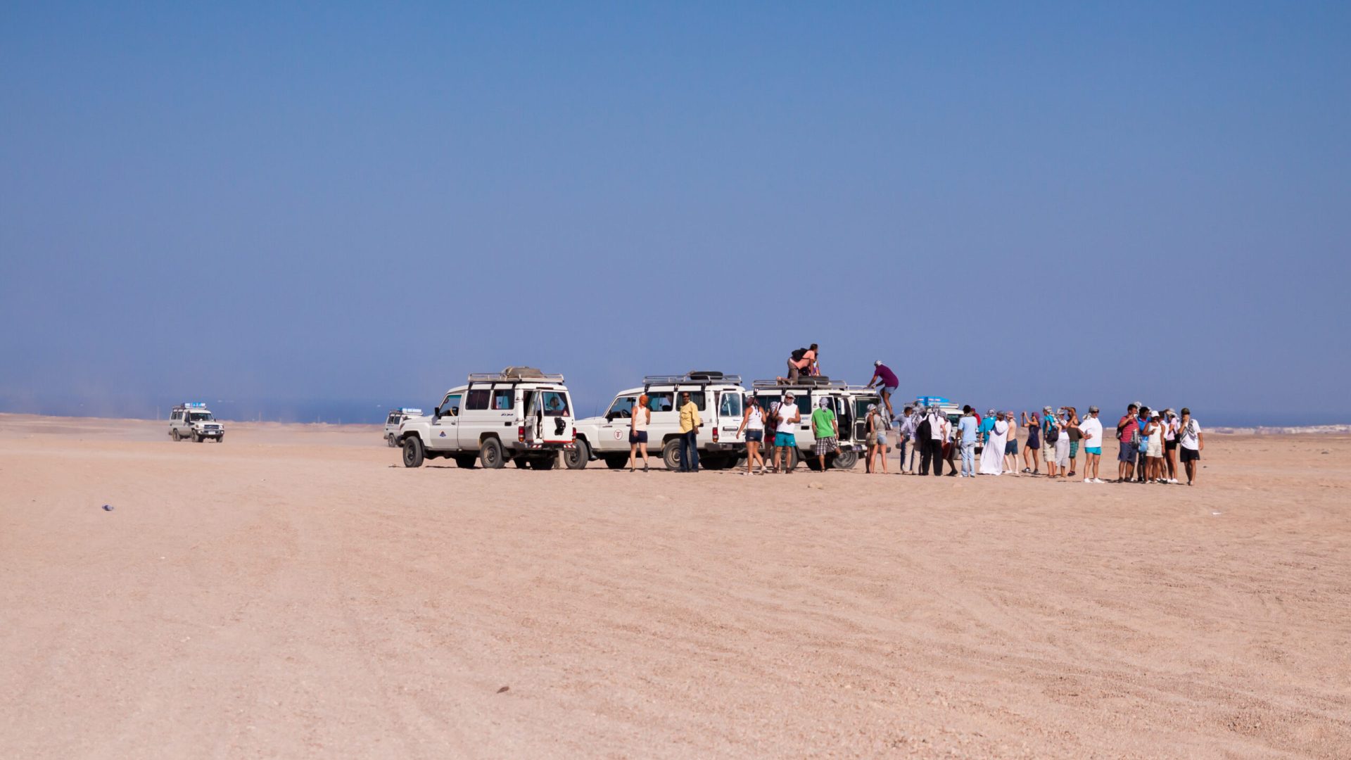HURGHADA, EGYPT - SEPTEMBER 29: Trip with Toyota 4x4 in the desert near Hurghada on 29 September 2011. Desert safari is one of the tourist attraction in Egypt.