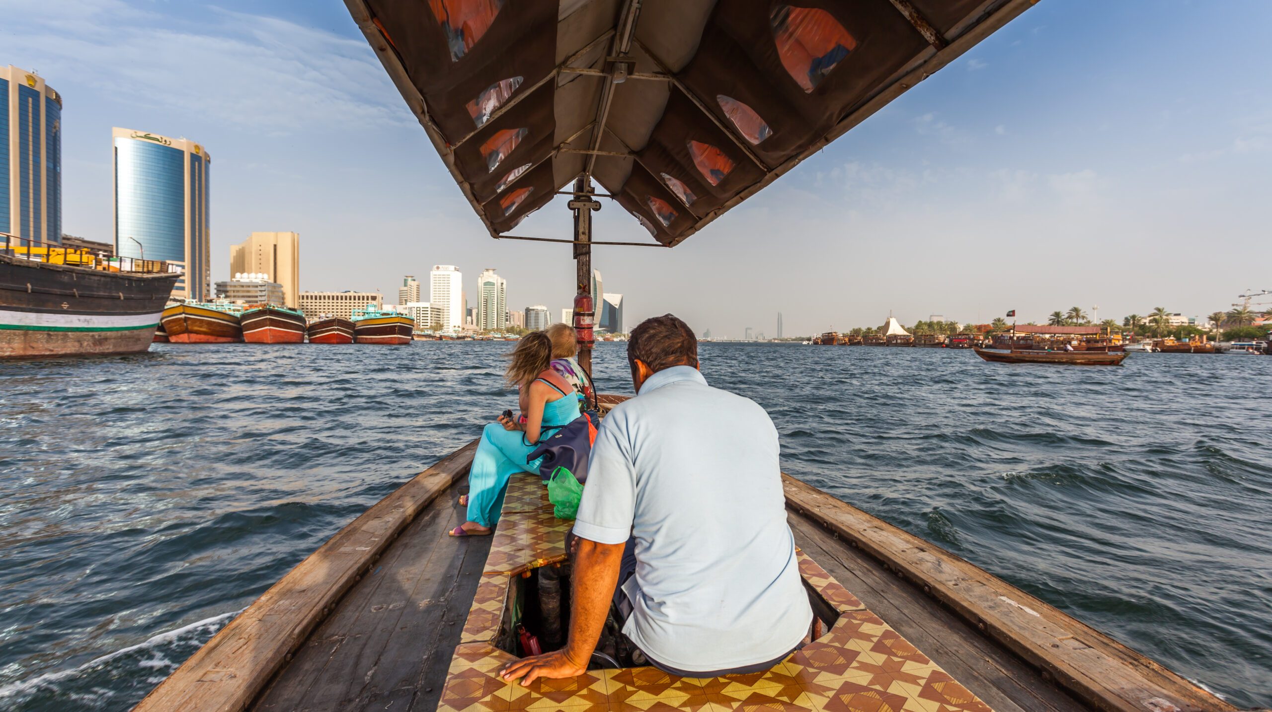 DUBAI, UAE-MAY17: Traditional Abra ferries  on May 17, 2015 in Dubai, UAE. Shipbuilding technology is unchanged from the 18th century.