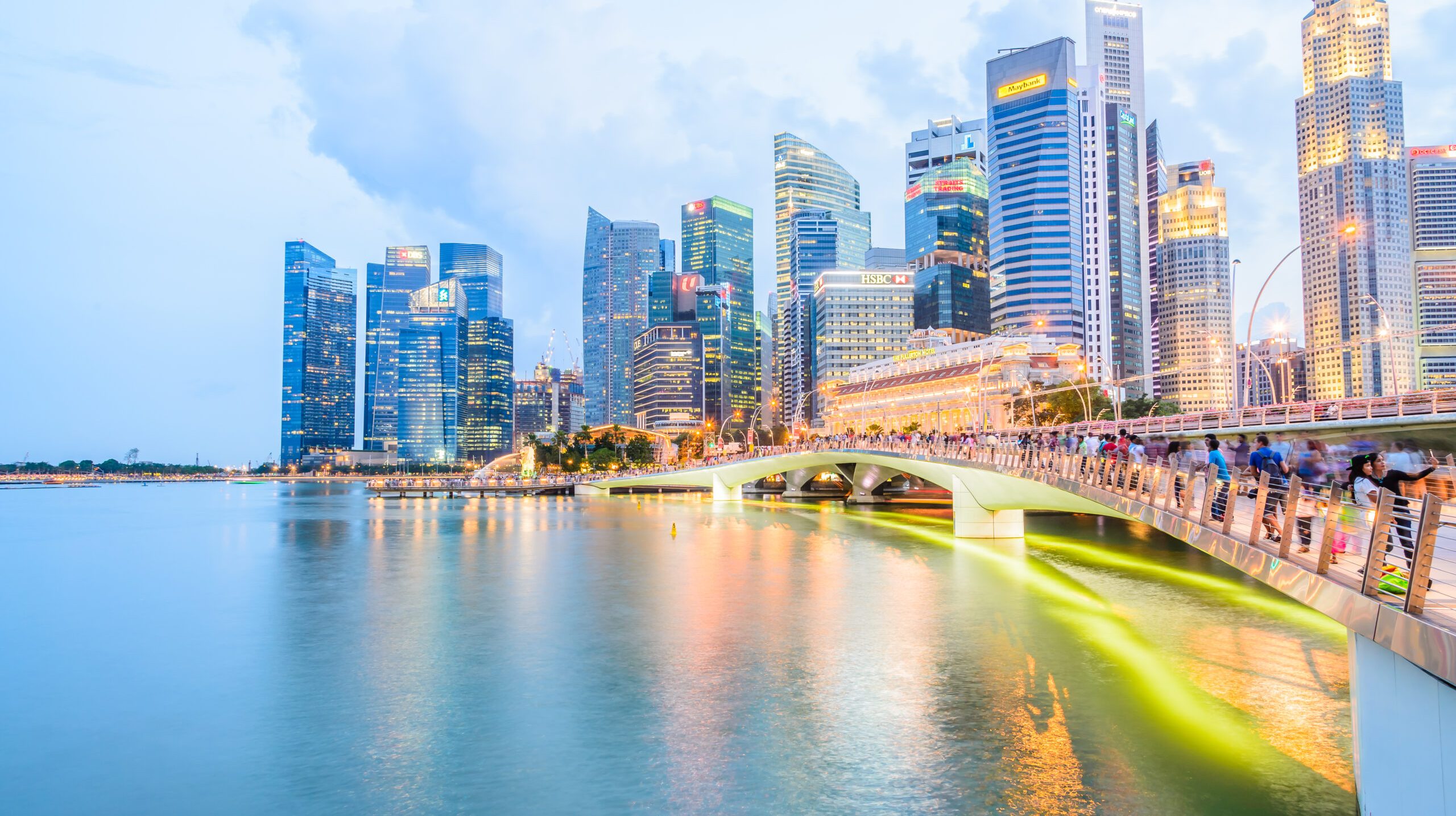 Singapore skyline city at twilight times - bright processing style pictures