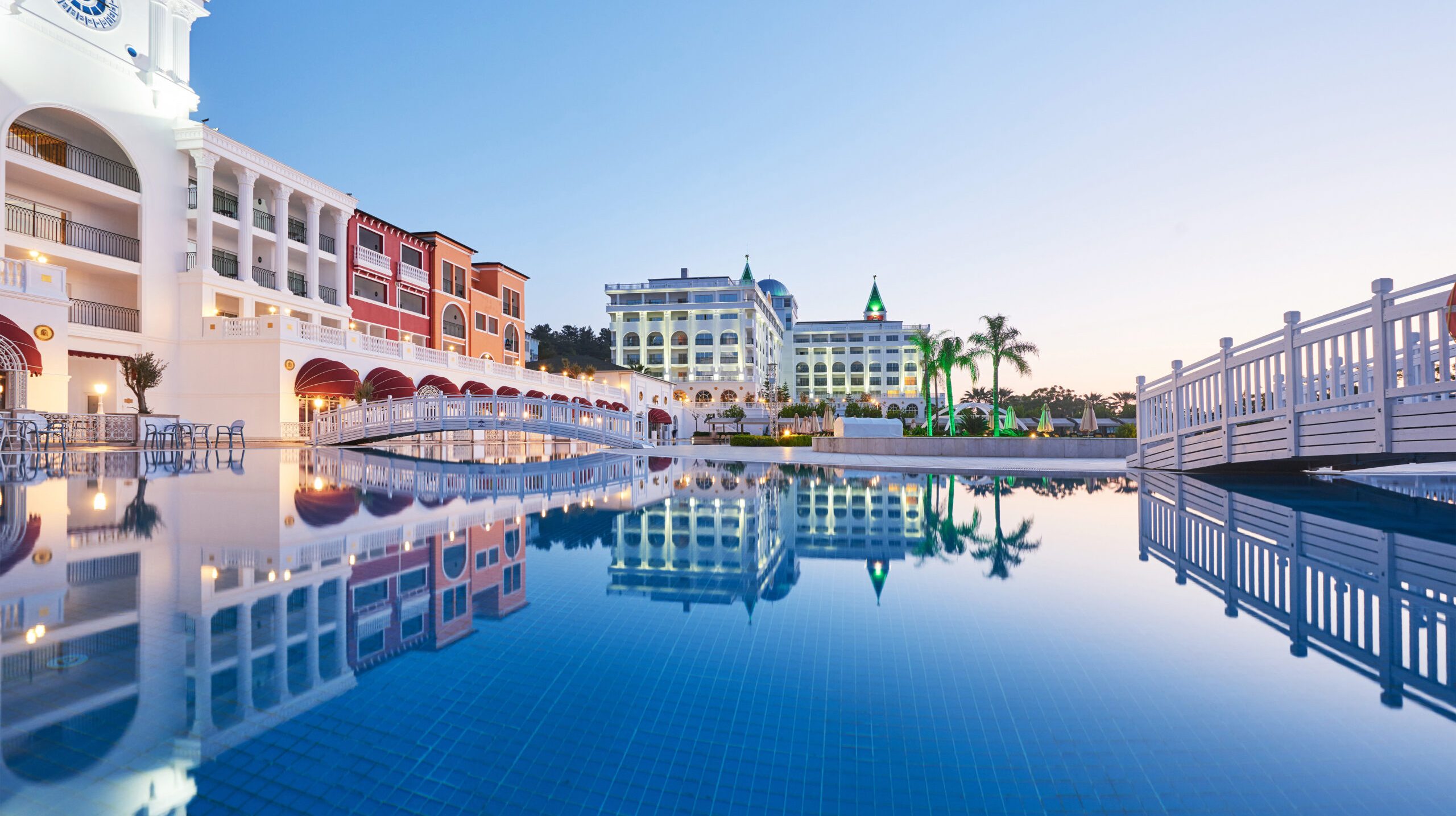 Swimming pool and beach of luxury hotel. Type entertainment complex. Amara Dolce Vita Luxury Hotel. Resort. Tekirova-Kemer. Turkey